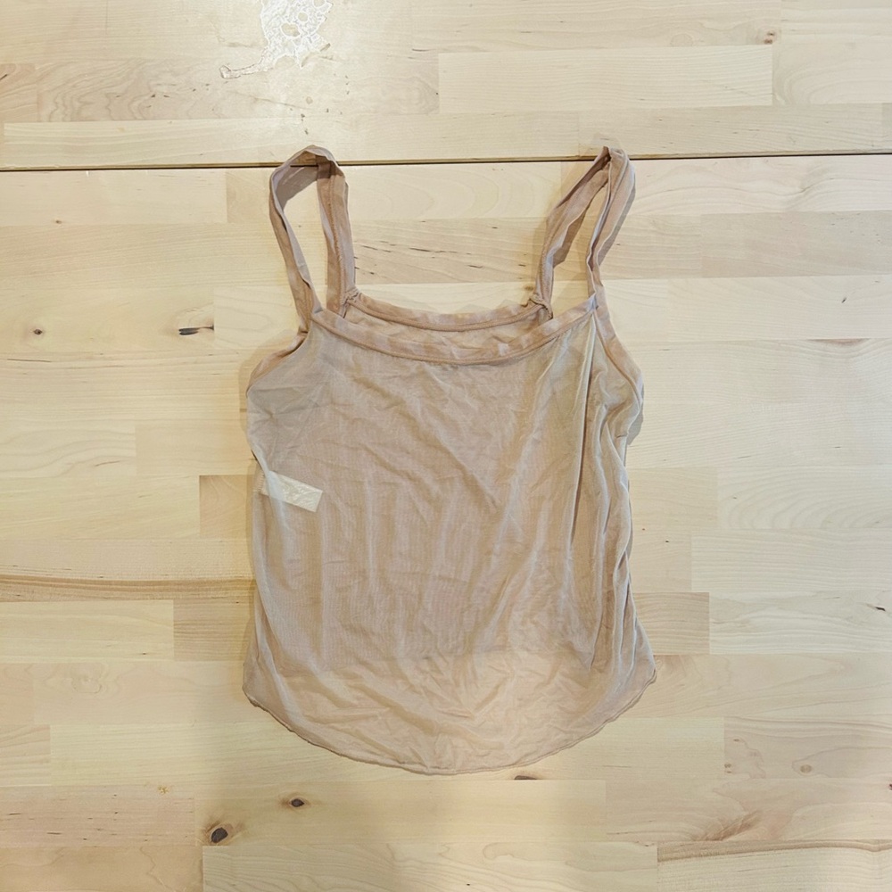 Vintage Donna Karan Intimates Sheer Mesh Cami Tank Top - Nude/Tan - Size S